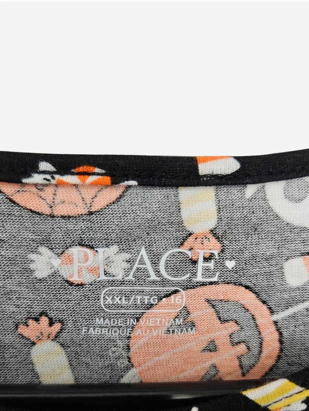 Halloween long sleeve dress orange & white skulls & bats black background, GIRLS